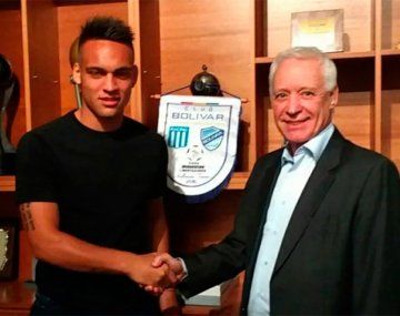 El emotivo abrazo entre Lautaro Martínez y el presidente de Racing