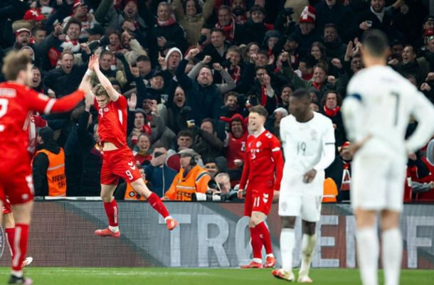 Dinamarca le ganó a Portugal sobre la hora y el autor del gol festejó como Cristiano Ronaldo