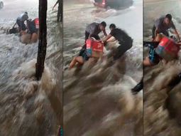 VIDEO: Impresionante rescate de una mujer arrastrada por las inundaciones en Tucumán