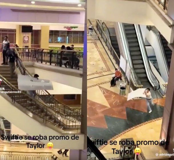 Se robó un cartel de Taylor Swift en un shopping, y la persecución se volvió viral en todo el mundo