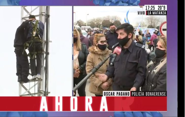 Habló el policía que se trepó a una torre: Fue espontáneo, íbamos para la negociación y me subí