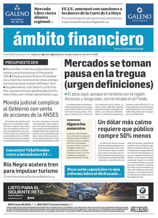 Tapas de diarios del martes 11 de septiembre de 2018