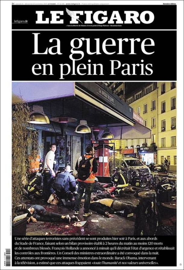 Así publicaron los diarios franceses el horror que se vivió en París