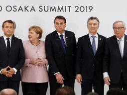 Emmanuel Macron, Angela Merkel, Jair Bolsonaro, Mauricio Macri y Jean Claude Juncker el día que anunciaron el acuerdo ente el Mercosur y la UE en 2019. Emmanuel Macron, Angela Merkel, Jair Bolsonaro, Mauricio Macri y Jean Claude Juncker el día que anunciaron el acuerdo ente el Mercosur y la UE en 2019.