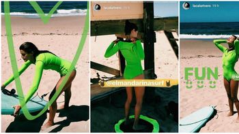 Calu Rivero, diosa con un traje original para surfear en Punta del Este Calu Rivero, diosa con un traje original para surfear en Punta del Este