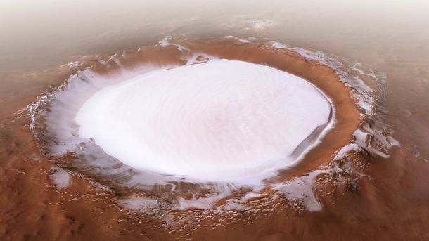 Una pista de patinaje fuera de este mundo: así se ve un crater de Marte