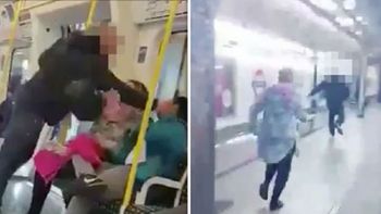 Un hombre golpea a otro sin motivo en el subte de Londres Un hombre golpea a otro sin motivo en el subte de Londres