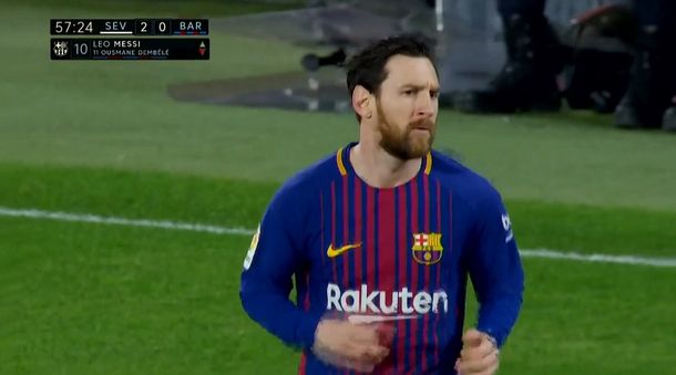Messi entró en el segundo tiempo ante Sevilla