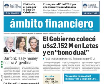 Tapas de diarios del jueves 12 de julio de 2018