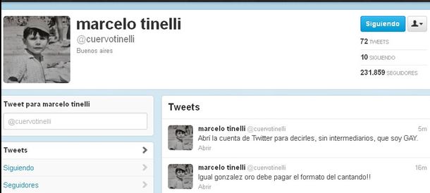 Tinelli es gay: lo confesó en Twitter, pero fue un hacker