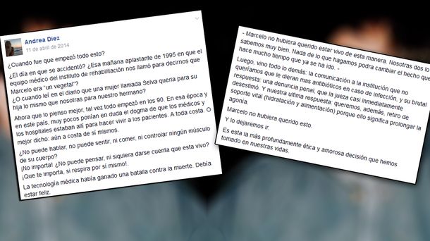 La desgarradora carta de la familia del paciente: Marcelo no hubiera querido estar vivo de esta manera