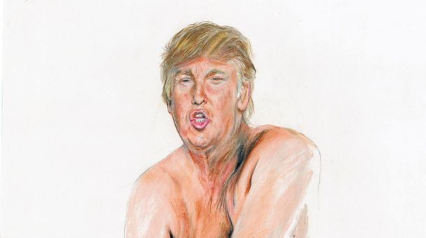 Polémica por un retrato desnudo de Donald Trump con un micropene