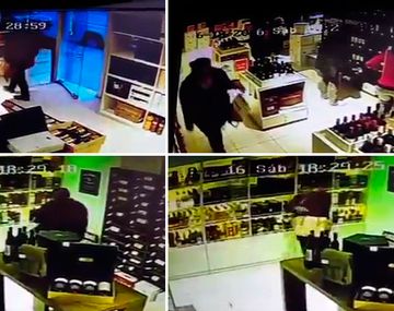 Mechera borracha: mirá como roba un vino de un local sin que se den cuenta