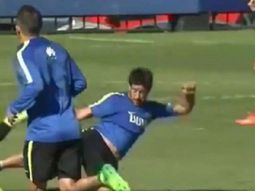 La durísima patada de Pérez en la práctica del martes La durísima patada de Pérez en la práctica del martes