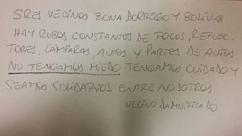 El mensaje de un vecino en Mar del Plata ante robos El mensaje de un vecino en Mar del Plata ante robos