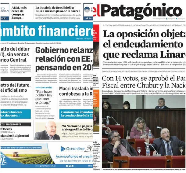 Tapas de diarios del miércoles 7 de marzo de 2018