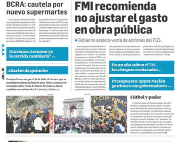 Tapas de diarios del lunes 16 de julio de 2018