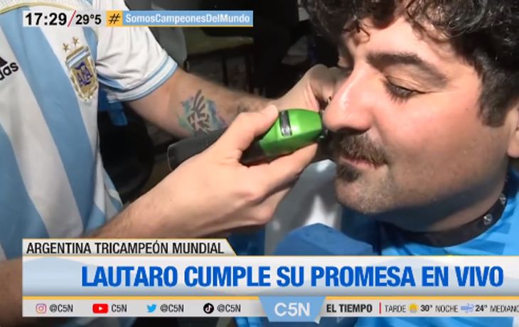 Lautaro Maislin cumplió su promesa y se afeitó el bigote