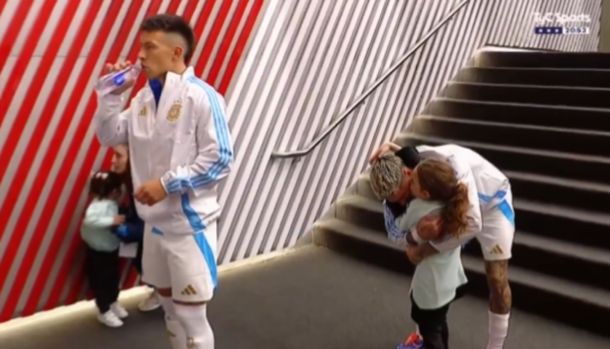El tierno momento de Rodrigo de Paul y su hija en la previa del partido con Chile