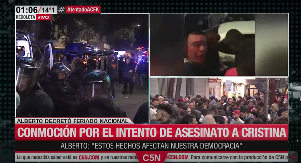 Rating: el día del atentado contra CFK, C5N se metió entre La Voz Argentina y Tinelli