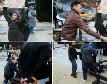 Un rumano fue golpeado por llevar un cartel que decía Franco asesino.