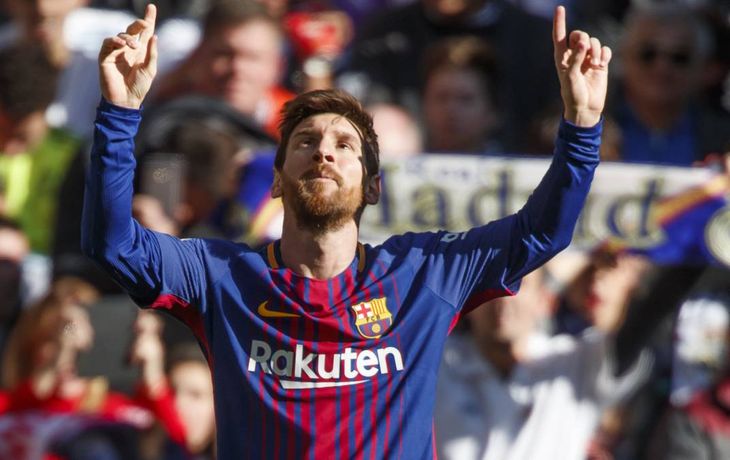 Lionel Messi celebra un gol para el Barcelona