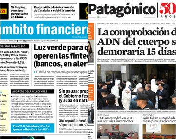 Tapas de diarios del viernes 20 de octubre de 2017