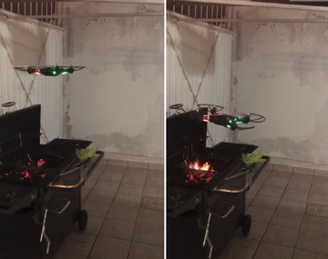 Esto es lo que pasa cuando jugás con un drone en pleno asado
