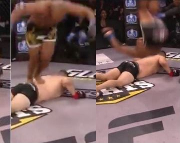 Festejo de Drew Chatman tras un nocaut en MMA