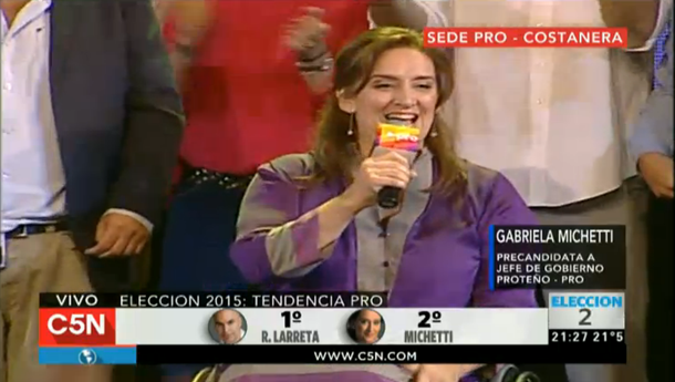 Gabriela Michetti: Felicito de corazón al ganador Horacio Rodríguez Larreta
