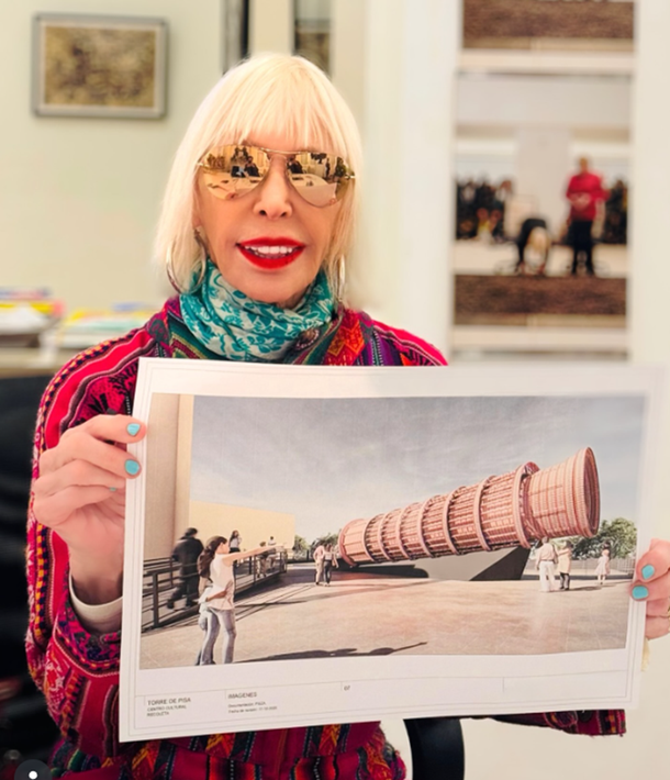 Marta Minujín revolucionó la Noche de los Museos con su Torre de Pisa de Spaghettis
