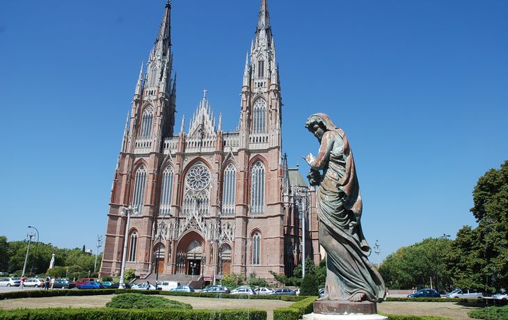 Un cura le pegó una patada a una chica en las escalinatas de la Catedral de La Plata