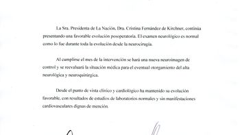 este es el nuevo parte medico de la presidente este es el nuevo parte medico de la presidente