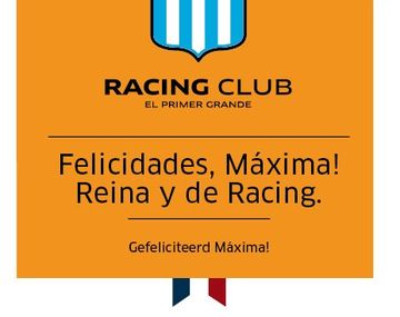 Racing saludó a Máxima Zorreguieta por su coronación