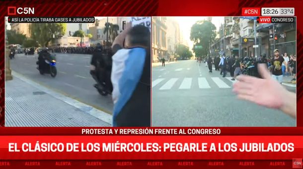 Incidentes en el Congreso: reprimen jubilados que marchaban junto a la hinchada de Chacarita