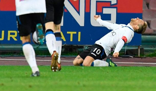 Pau Gómez celebrando el gol del triunfo con