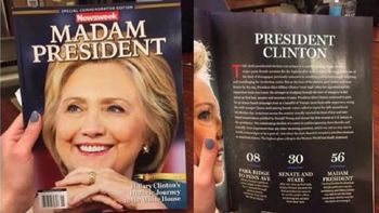 El interior de la revista Newsweek que estaba preparada con el triunfo de Hillary Clinton El interior de la revista Newsweek que estaba preparada con el triunfo de Hillary Clinton
