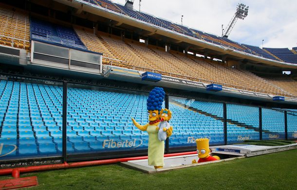 Los Simpson ya son de Boca y pasearon por toda La Bombonera
