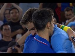 los grandes tambien lloran: del potro, de alegria, y djokovic, de tristeza, tras el duelo los grandes tambien lloran: del potro, de alegria, y djokovic, de tristeza, tras el duelo