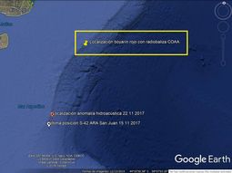 Allí estaría la radiobaliza del ARA San Juan