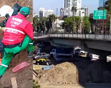 Derrumbe en una excavación en el Barrio River: dos obreros quedaron atrapados