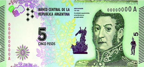 Emiten billete de $5 alusivo al sable corvo de San Martín