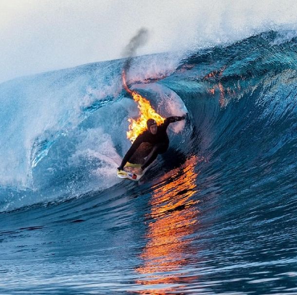 VIDEO: Un deportista se prendió fuego mientras surfeaba