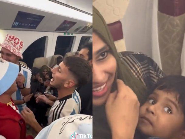 Hinchas argentinos le cantaron el Arrorró a un nene que se asustó en el subte de Qatar