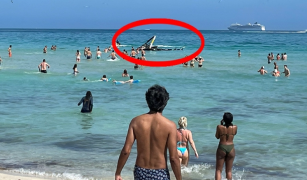 Así se cayó un helicóptero al mar en una playa de Miami llena de turistas