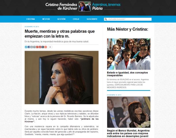 Cristina Kirchner se quejó por el tiempo que debe perder desmintiendo falsas informaciones
