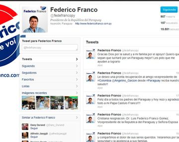 Federico Franco ya es presidente en Twitter