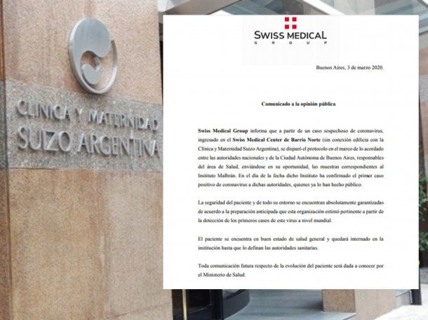 El comunicado de Swiss Medical Group tras el primer caso de coronavirus en Argentina