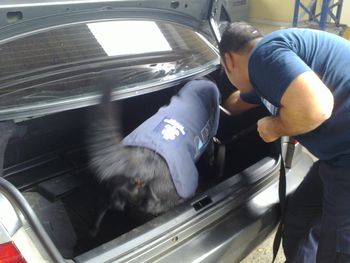 Bruno revisando el vehículo en Formosa.