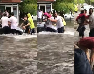 Así rescataron a una nene en pleno temporal en Mar del Plata